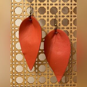 Handmade leather feather/leaf earrings